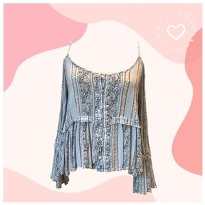 Off shoulder blue Flowy blouse